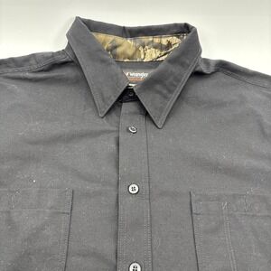 Wrangler Workwear Button Up Shirt Mens XXL Black Real Tree Camo EUC